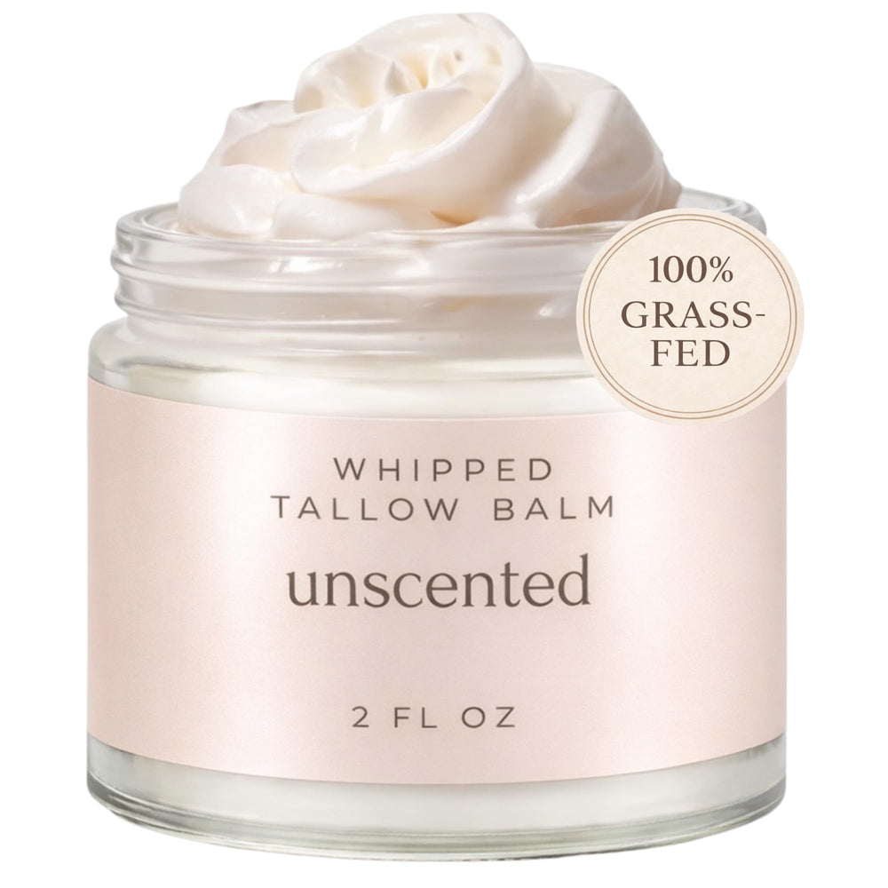 Snuggle Suds whipped tallow balm jar closeup showing creamy texture for sensitive skin