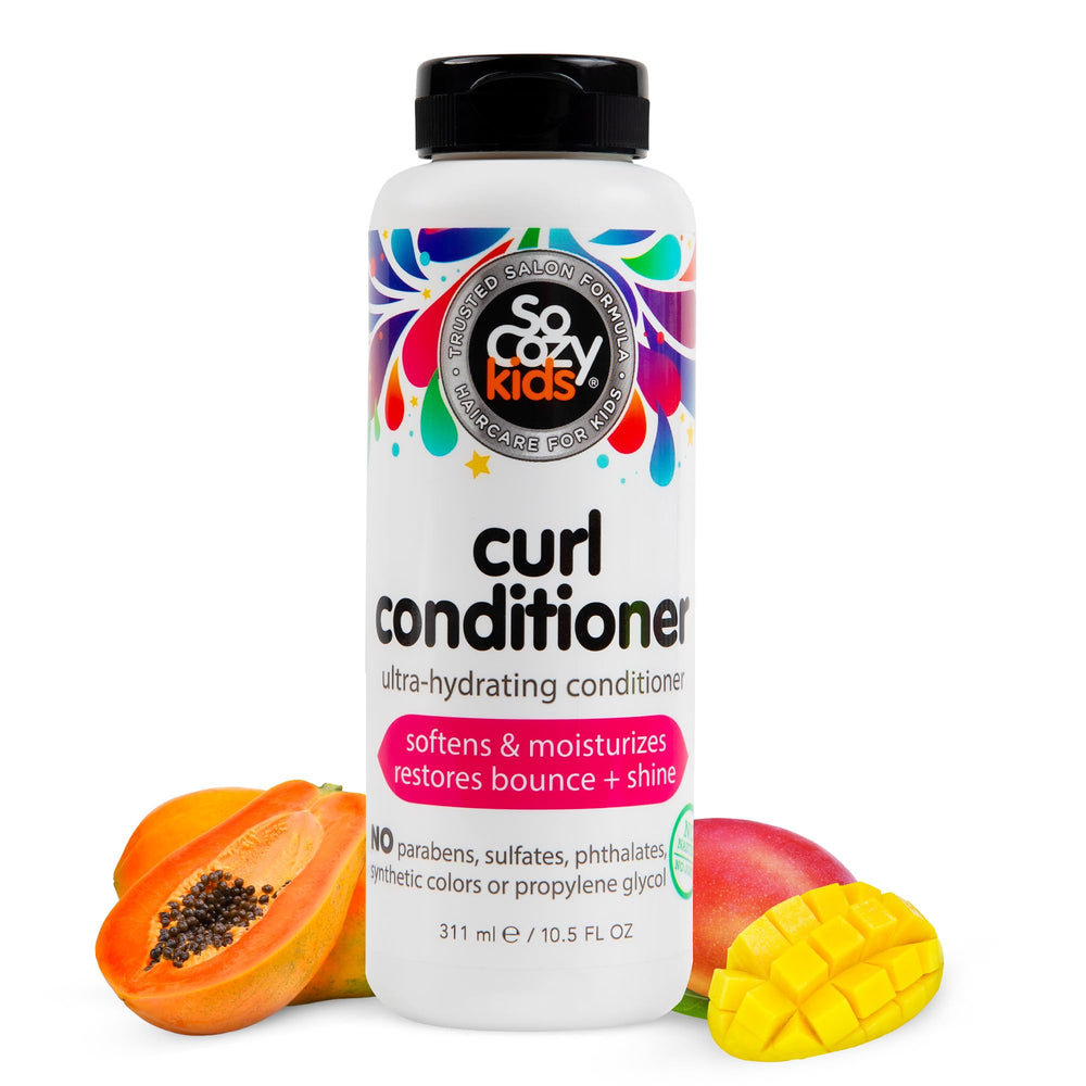SO COZY Acondicionador Curl en botella, suaviza rizos y aporta brillo.