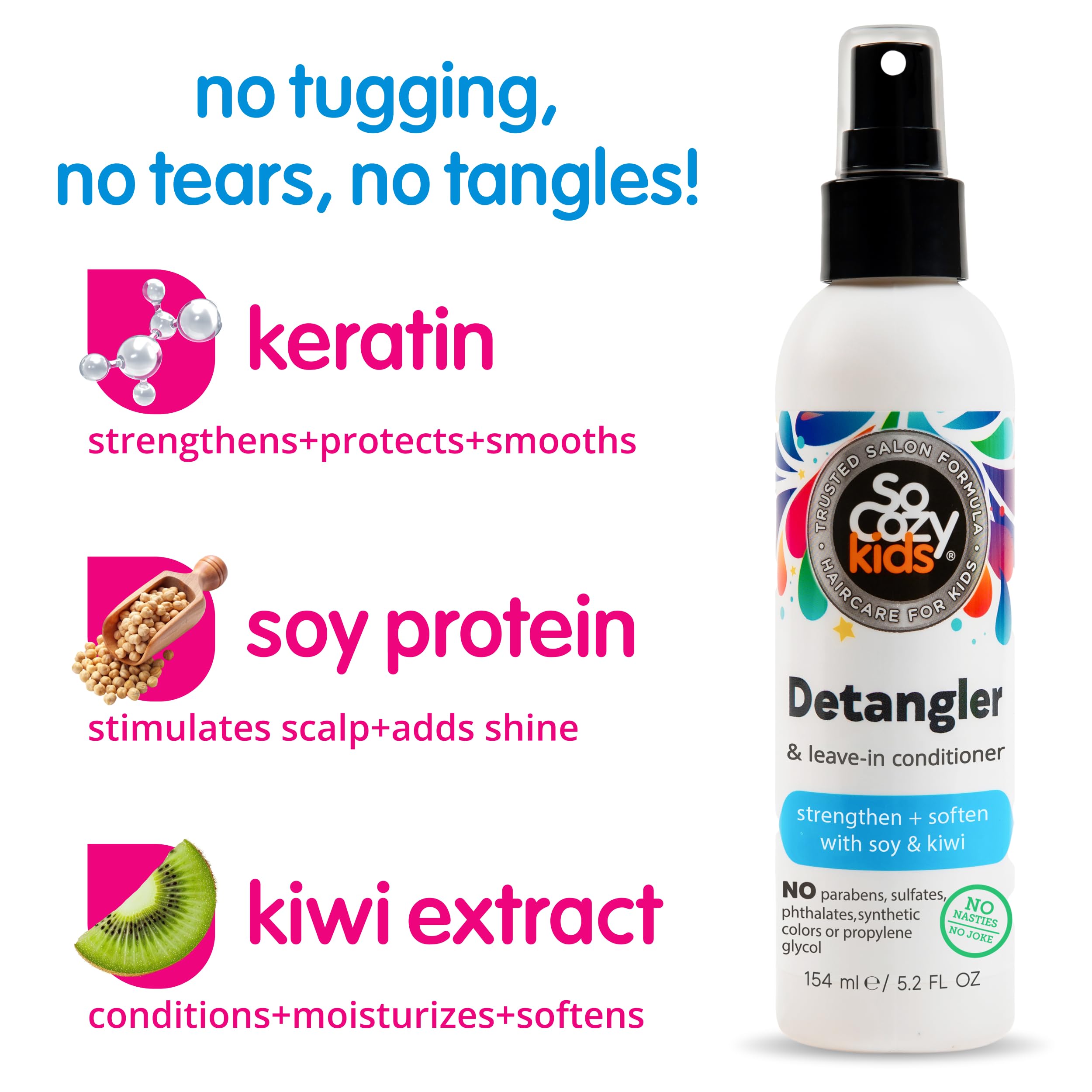 SO COZY Detangler on kids' hair delivers soft, silky results after use