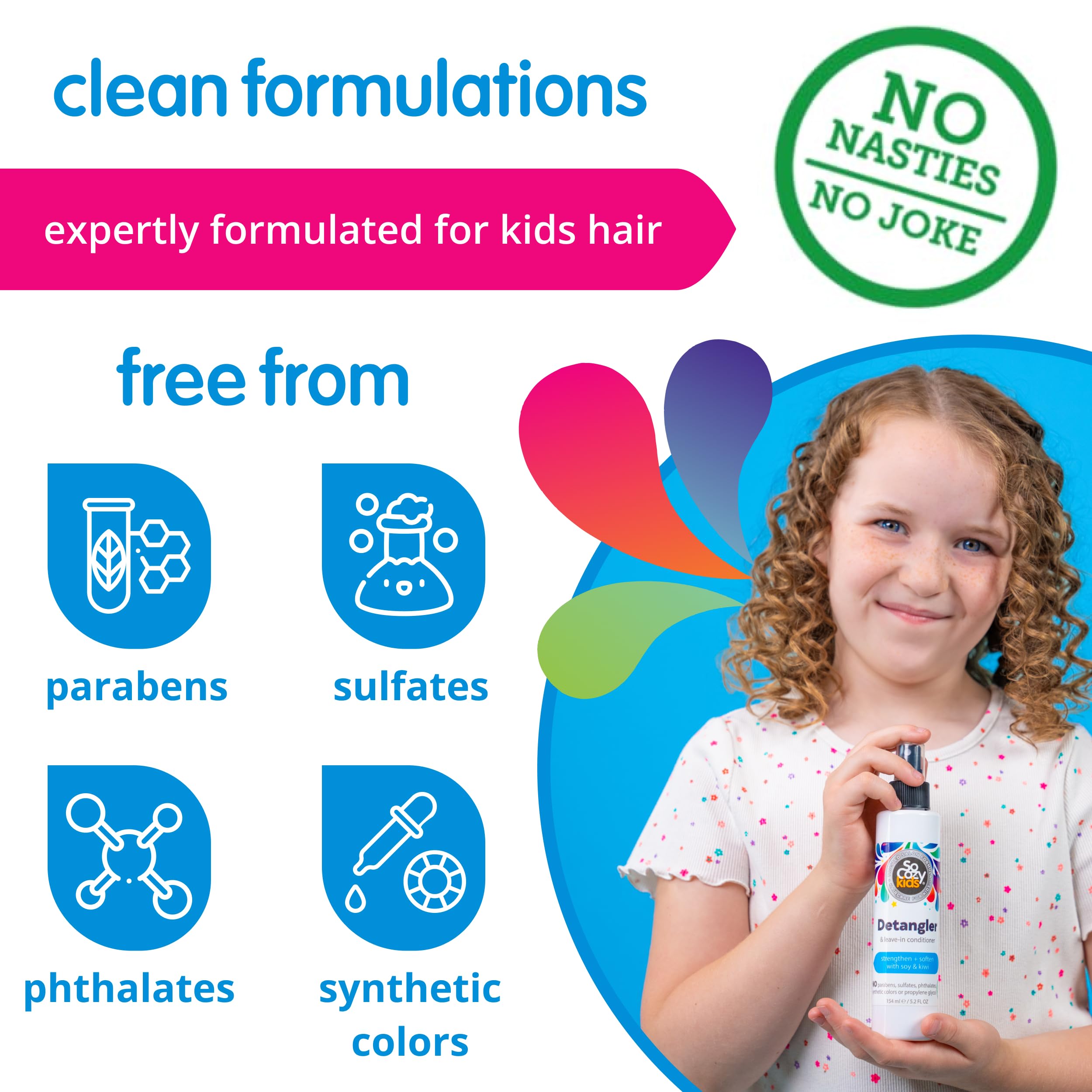 SO COZY Detangler bottle showcases no parabens or sulfates in its formula