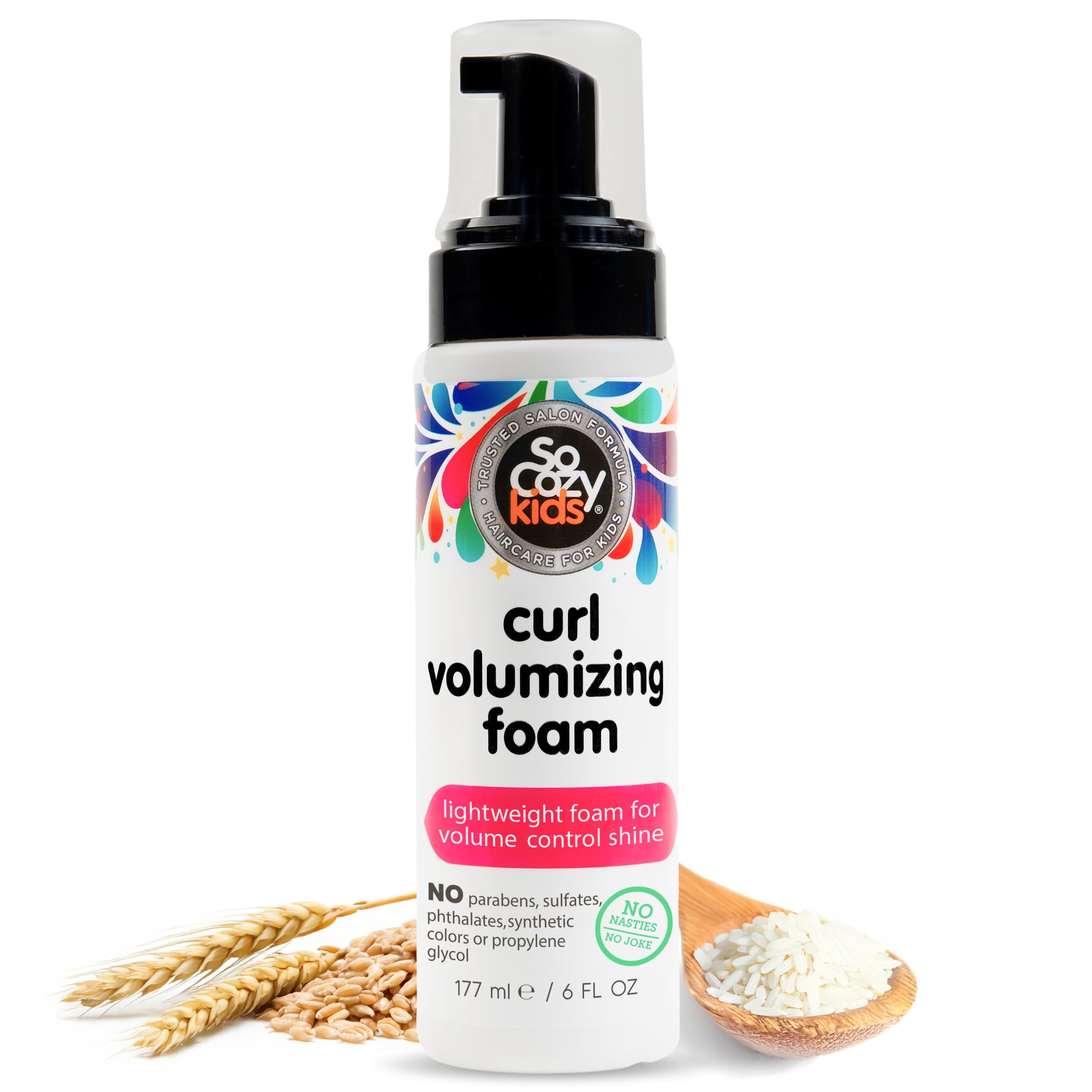 SoCozy mousse para niños, botella: aporta volumen y brillo natural a los rizos.