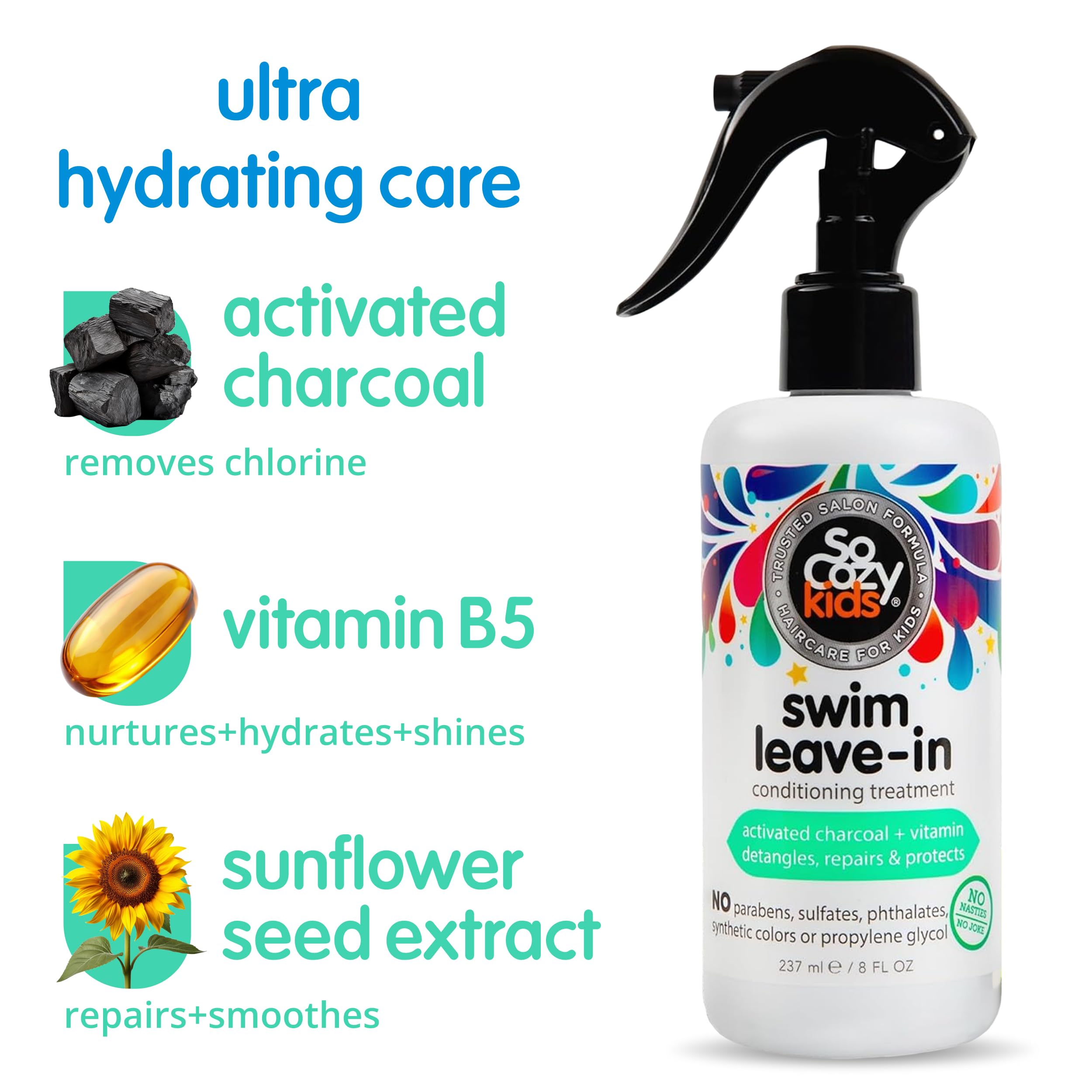 SoCozy Swim activated charcoal ingredient highlights cleansing benefits