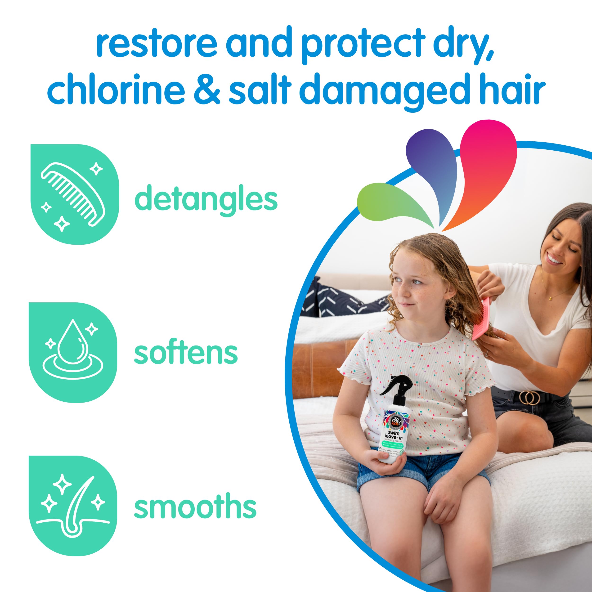 SoCozy Swim detangler for kids hair helps manage frizz effortlessly