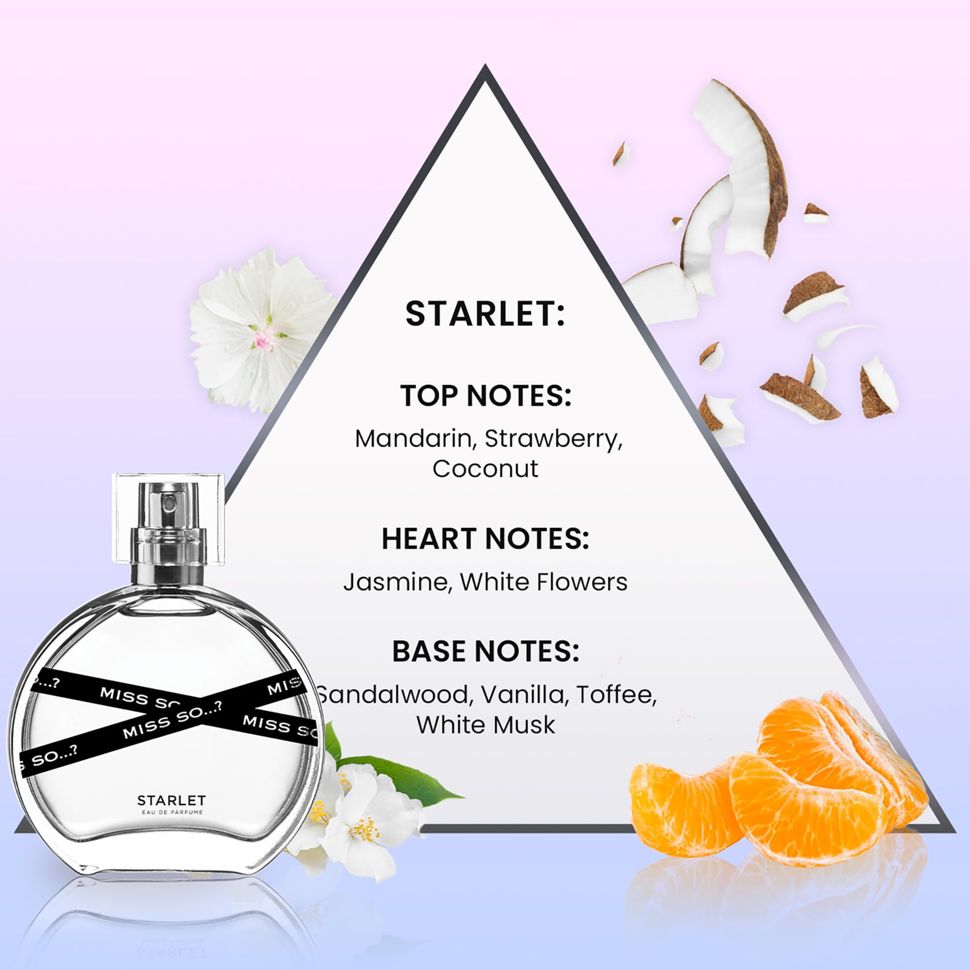 So…? Miss So Set Love Potion bottle blending fruity top notes with a floral heart for romance.