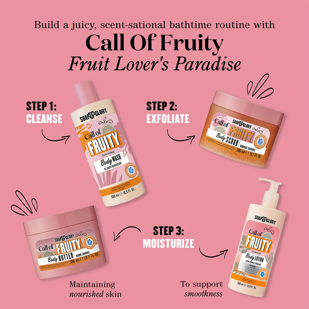 Soap & Glory Call of Fruity texture on arm suggests smooth skin.