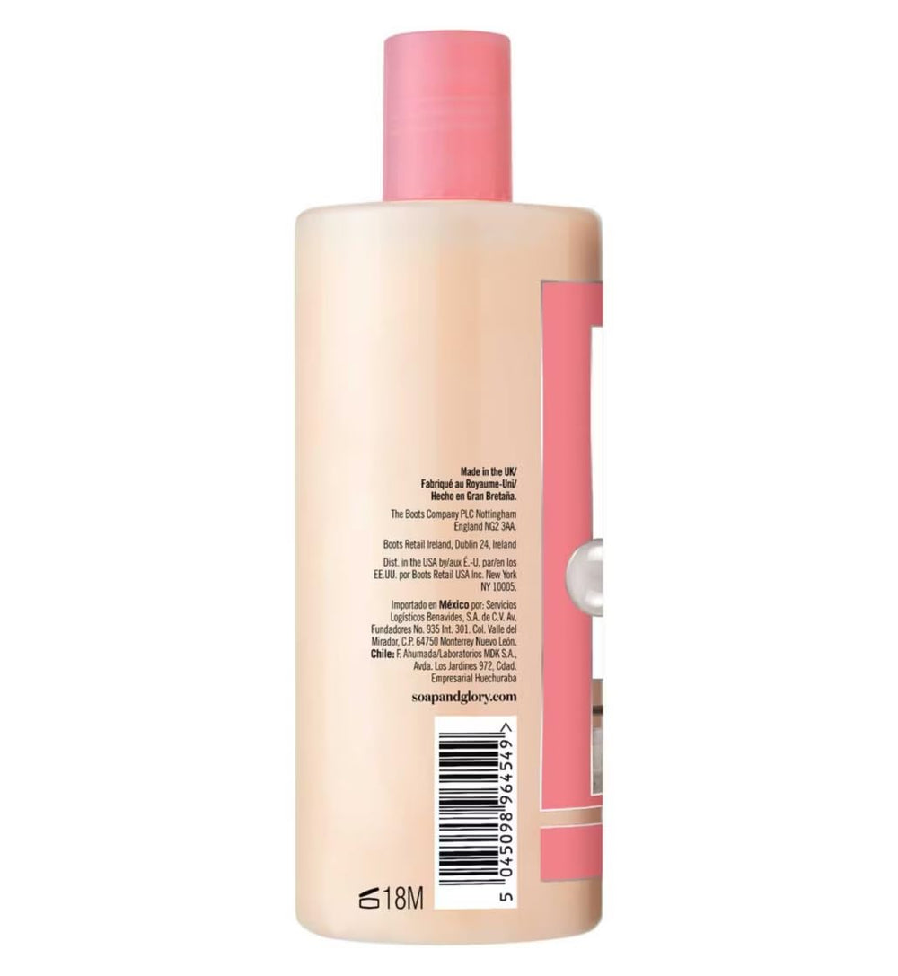 Soap & Glory Gel de Ducha Clean On Me, enfoque en uso rápido, deja piel limpia y fresca.