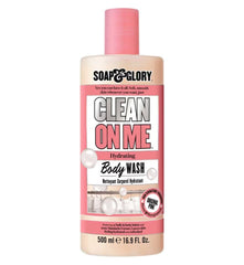Soap & Glory Gel de Ducha Clean On Me, botella frontal, hidratación suave para uso diario.