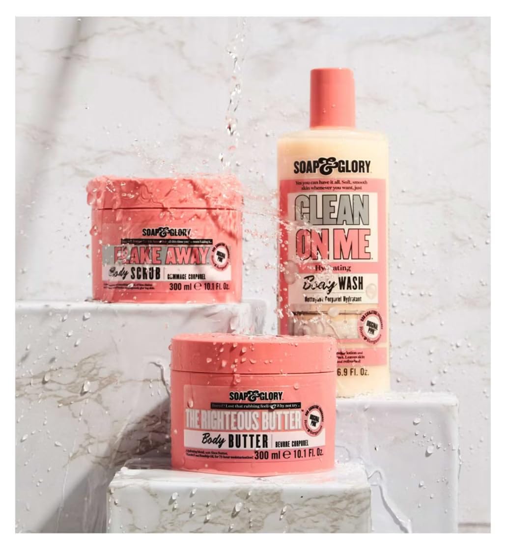 Soap & Glory Gel de Ducha Clean On Me, envase de 500 ml, rutina diaria rápida.