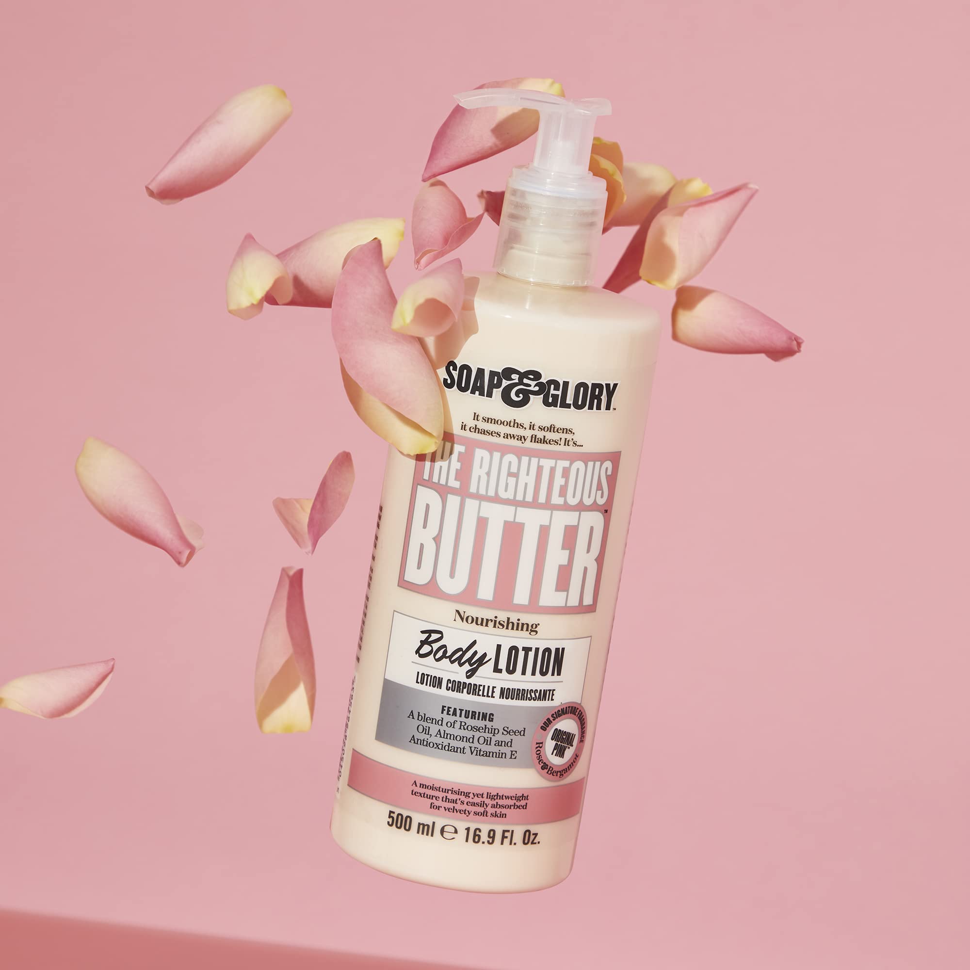 Soap & Glory Original Pink lotion applied to damp skin after shower