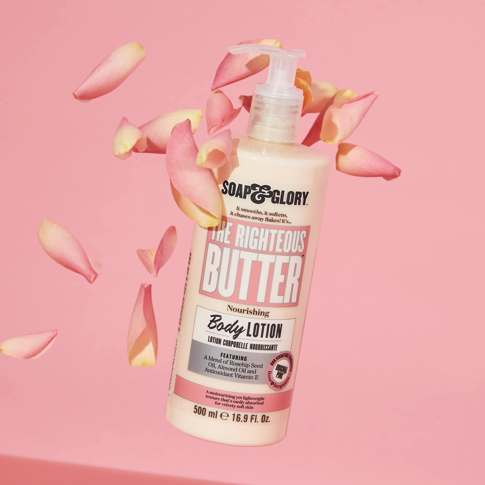 Soap & Glory Original Pink lotion applied to damp skin after shower