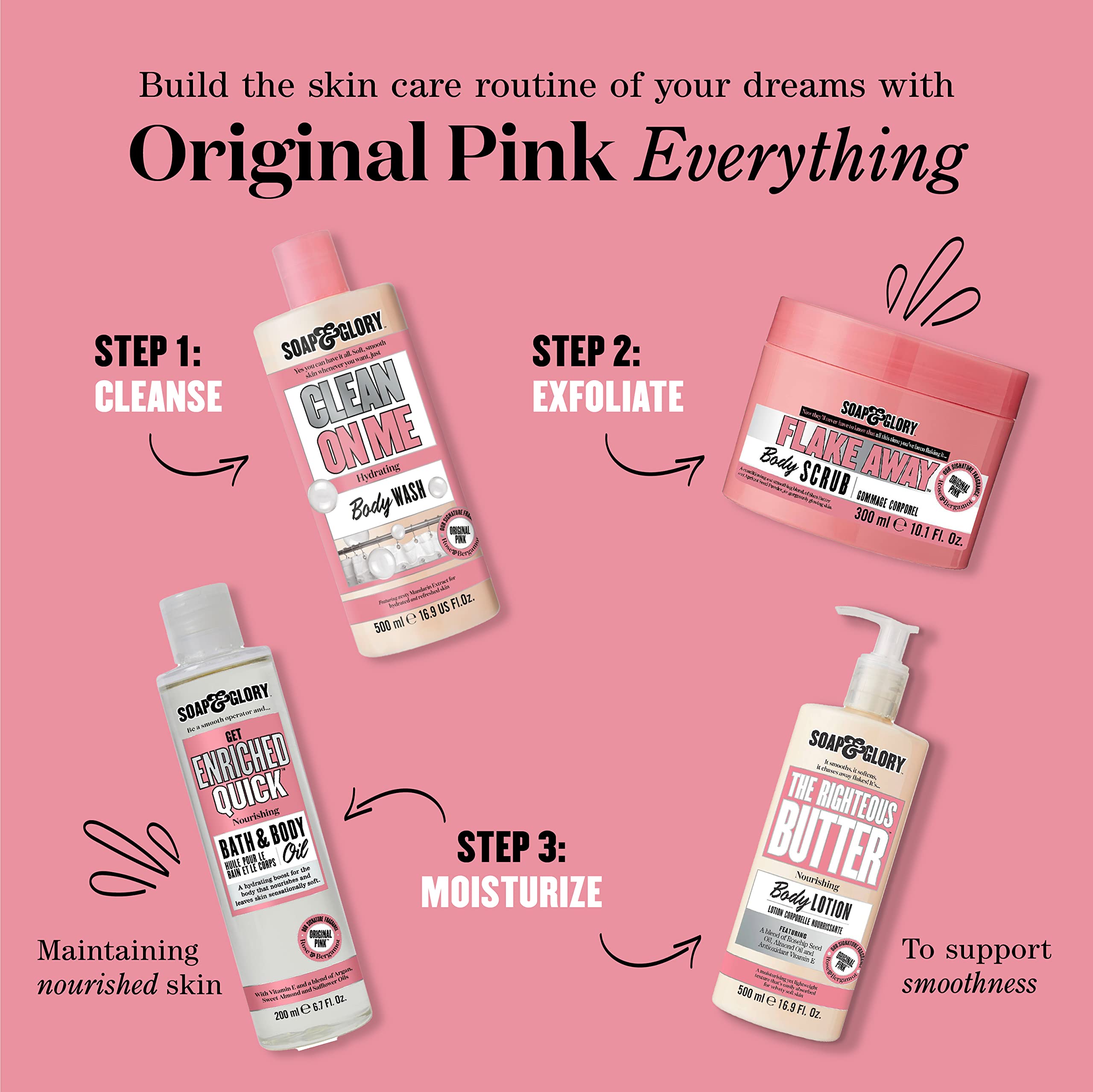 Mandarin peel and vitamin E work together in Soap & Glory Original Pink Scrub.