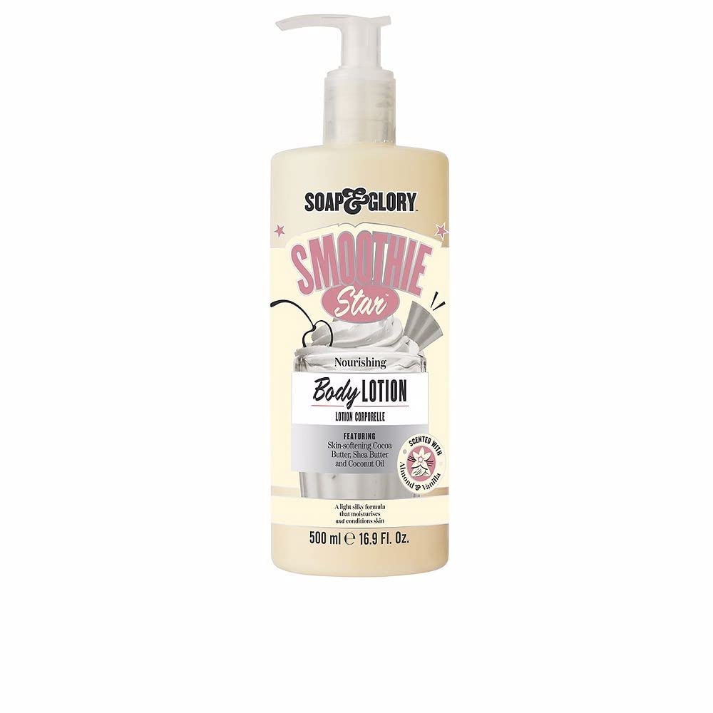 Soap and Glory Smoothie Star bottle highlights hydrating body lotion for lasting moisture