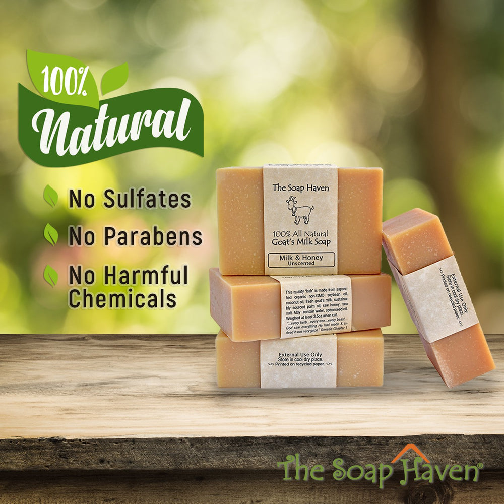 The Soap Haven goat milk honey bar slice showcases natural ingredients you can trust.