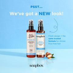 Soapbox suero de argán, textura sedosa que deja el cabello suave y con brillo.