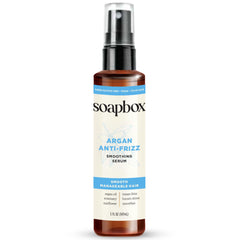 Soapbox suero de argán, envase compacto para uso diario y control del encrespamiento.