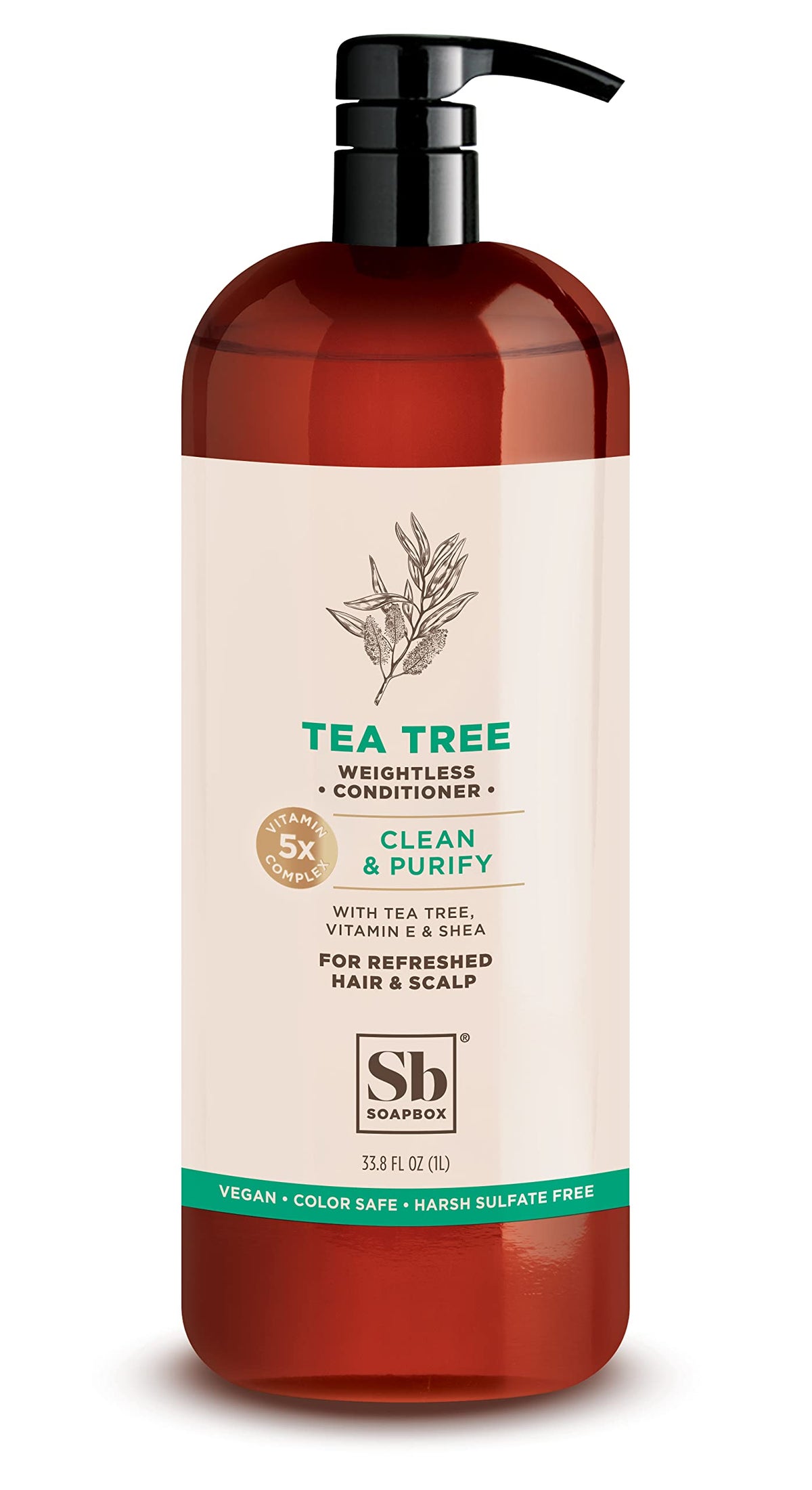 Soapbox Acondicionador Arbol de Te y Menta en botella, cabello suave y purificado.