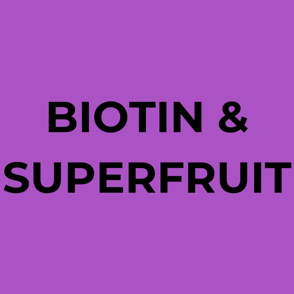Soapbox Biotin and Superfruit Shampoo duo on display for all hair types.