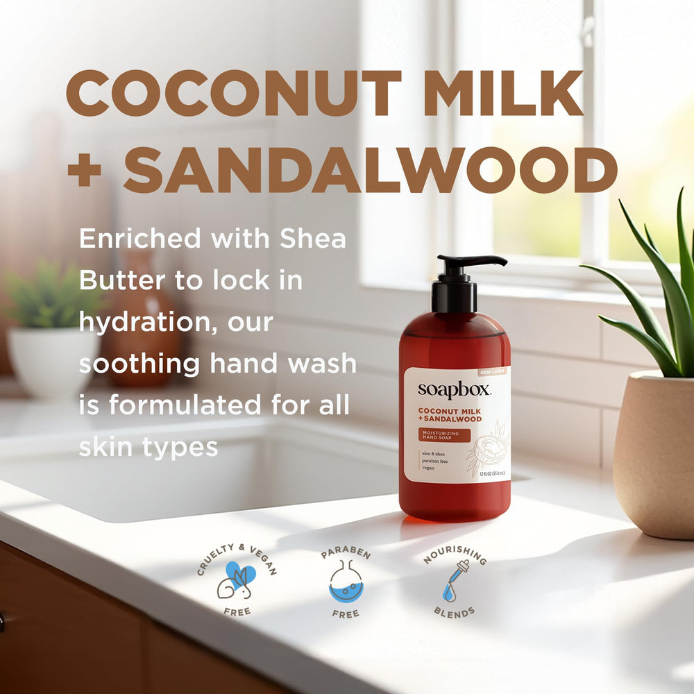 Soapbox coconut oil enriched soap supports soft, smooth skin after use.