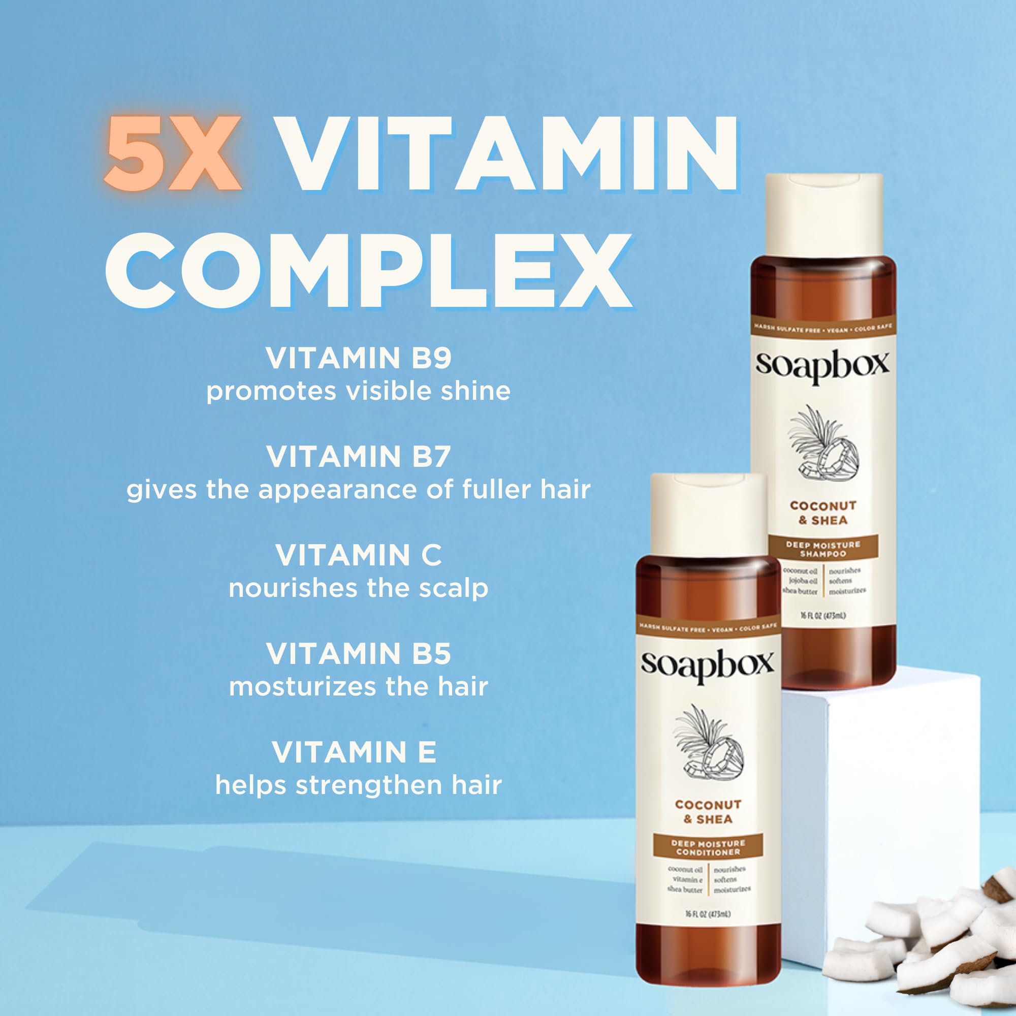 Soapbox Coconut Shampoo creates gentle cleansing for all hair types.