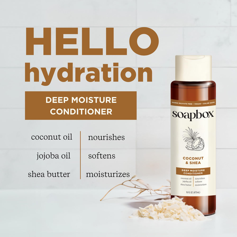Etiqueta vegana y libre de crueldad de Soapbox para todo tipo de cabello.