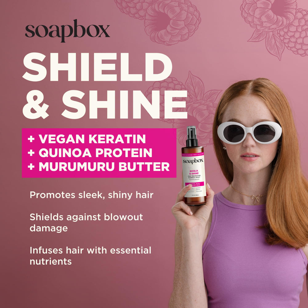 Guide showing even spray on damp hair from roots to ends.
