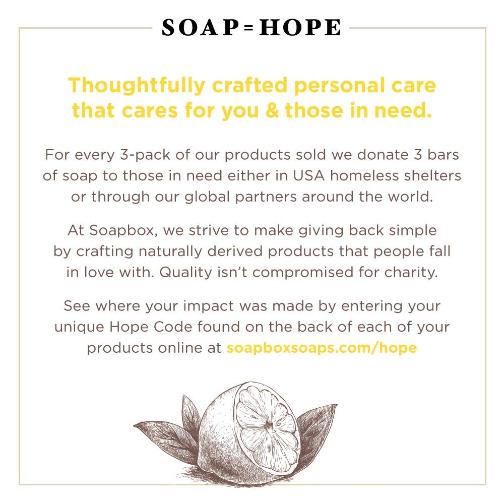 Front labeling shows Soapbox brand and sustainable refill concept