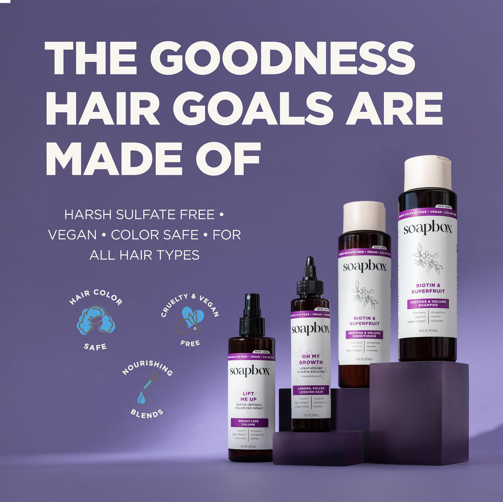Soapbox Lift Me Up, ingredientes naturales para cuidado capilar suave.