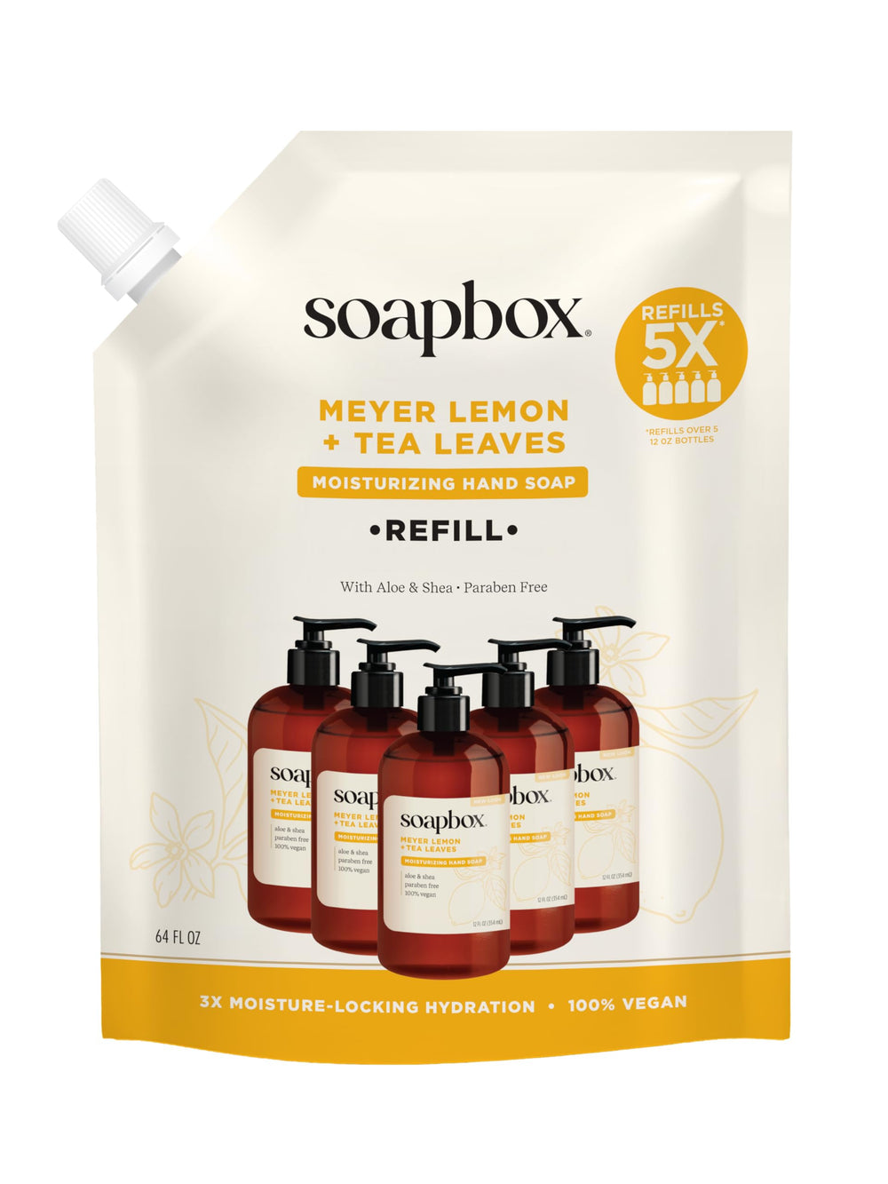 Soapbox liquid hand soap refill with Meyer Lemon and Tea Leaves aroma for kitchen use