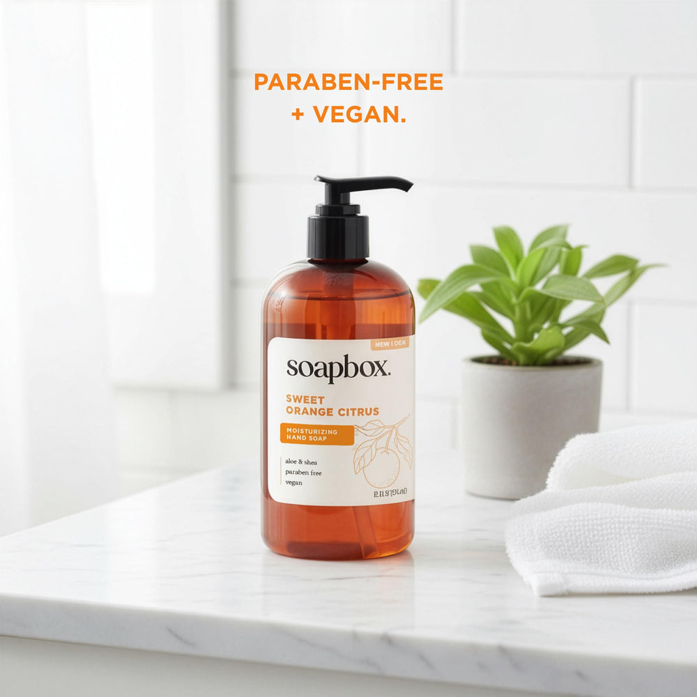 Soapbox Sweet Orange Citrus suits kitchen and bathroom hand care.