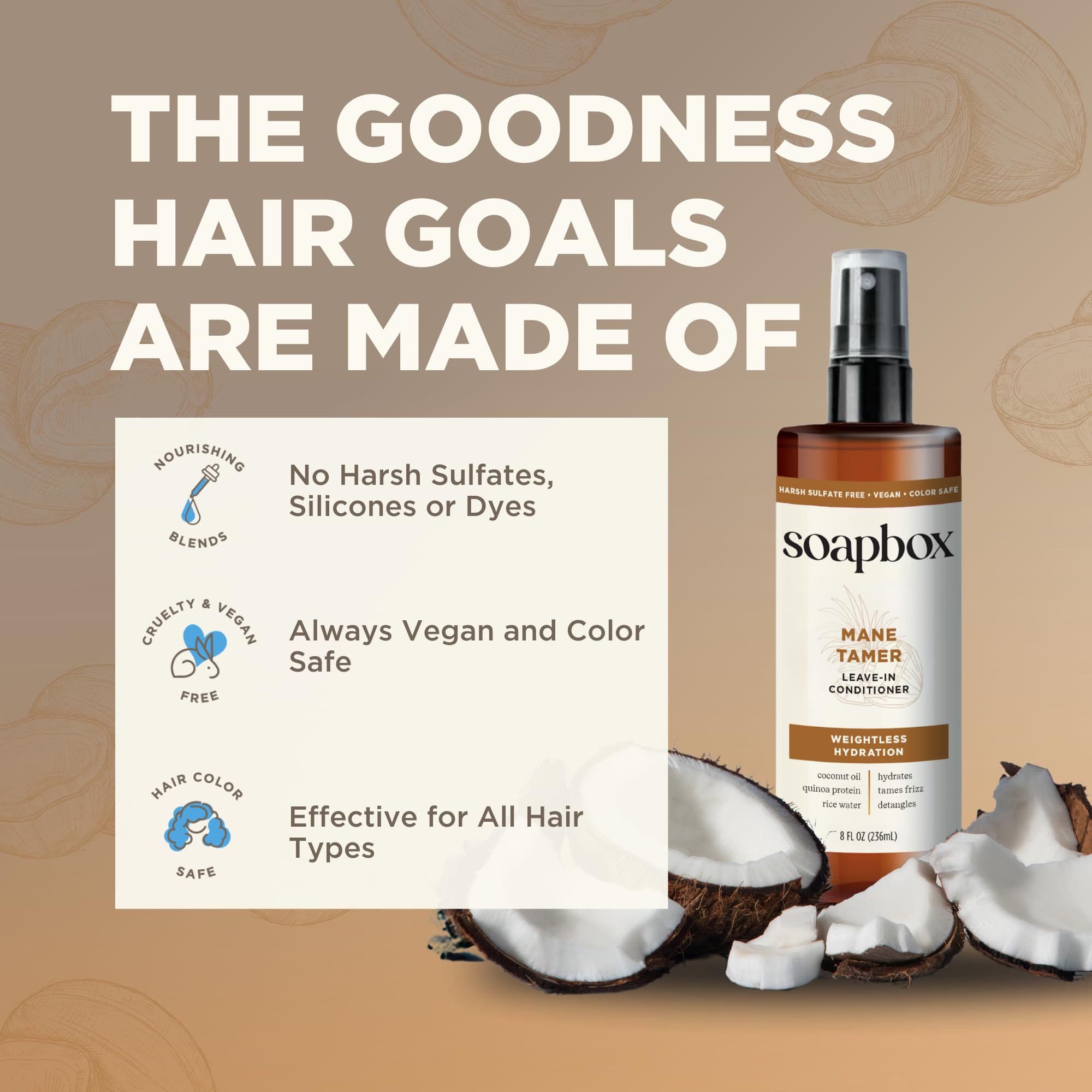 Soapbox Mane Tamer, aceite de coco para hidratación nutritiva