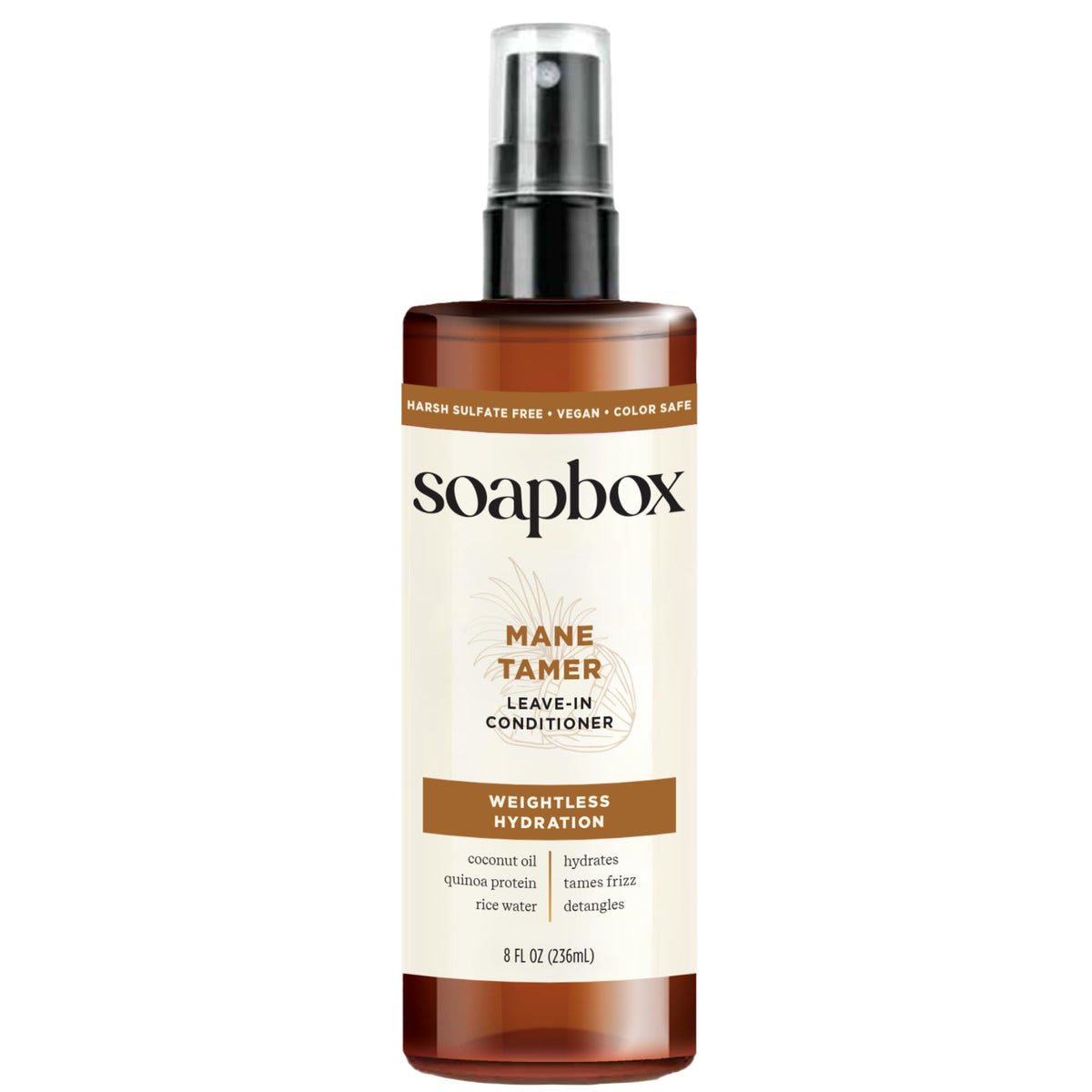 Soapbox Mane Tamer, frasco de spray para desenredar y suavizar el cabello