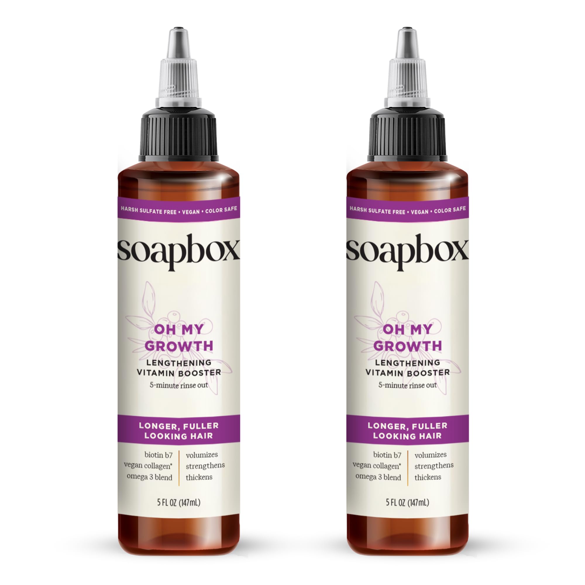 Soapbox Oh My Growth muestra la botella en primer plano para cabello más lleno.