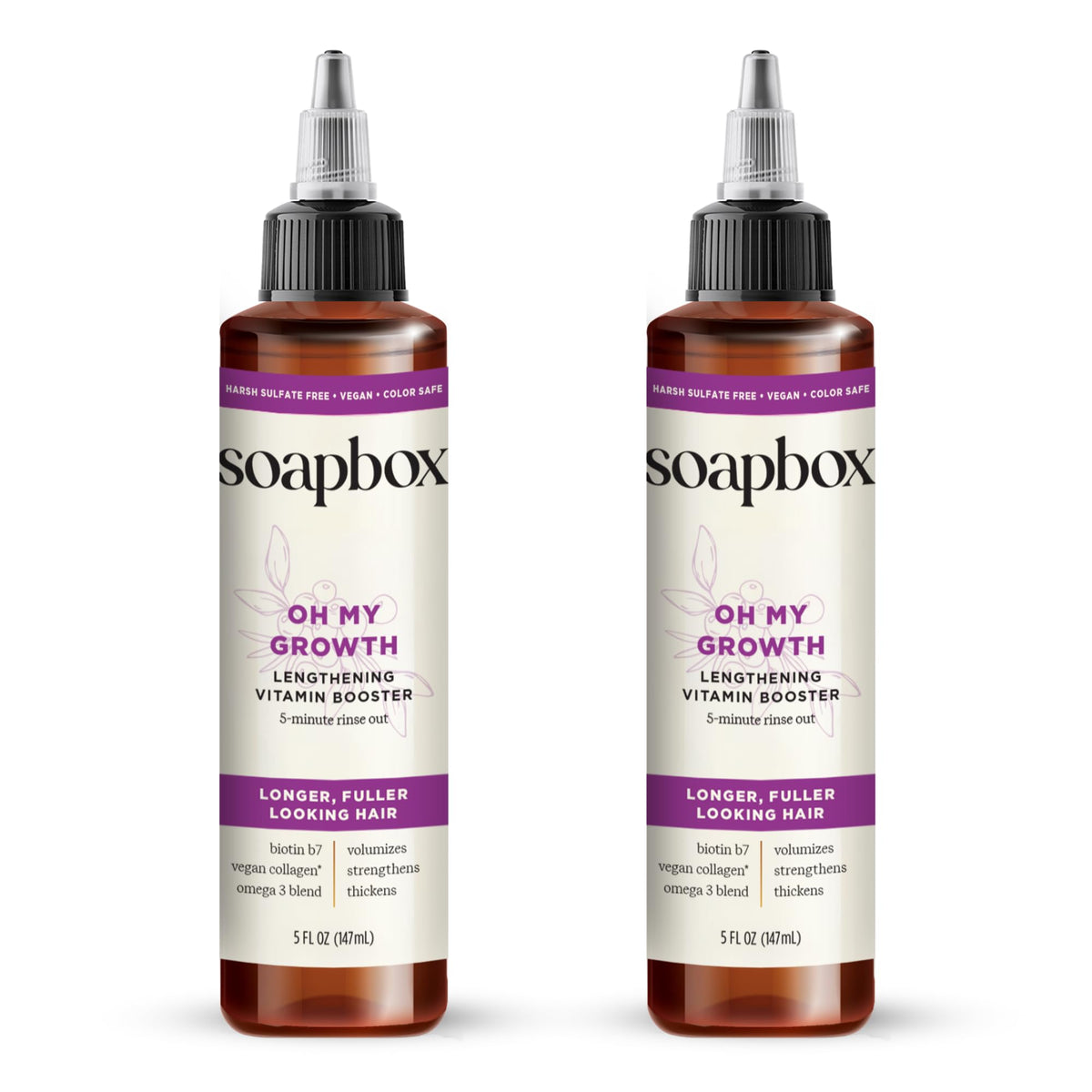 Soapbox Oh My Growth muestra la botella en primer plano para cabello más lleno.