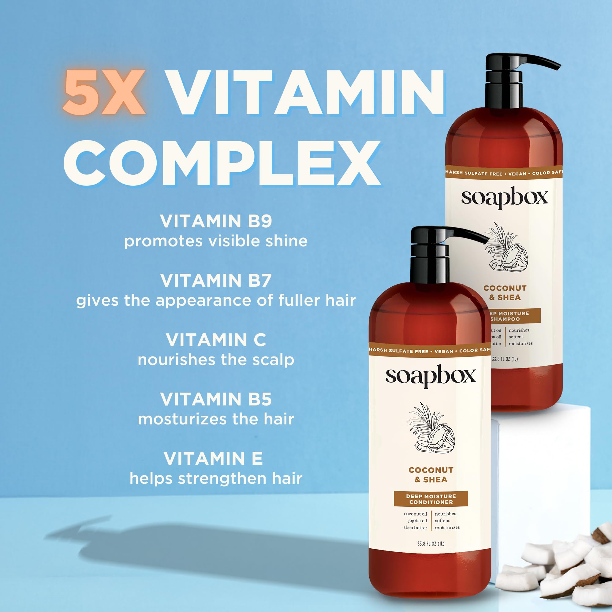 Soapbox shampoo with aloe and shea butter provides deep hydration.
