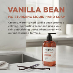 Soapbox Vanilla Bean lather close-up showing creamy foam for nourished skin