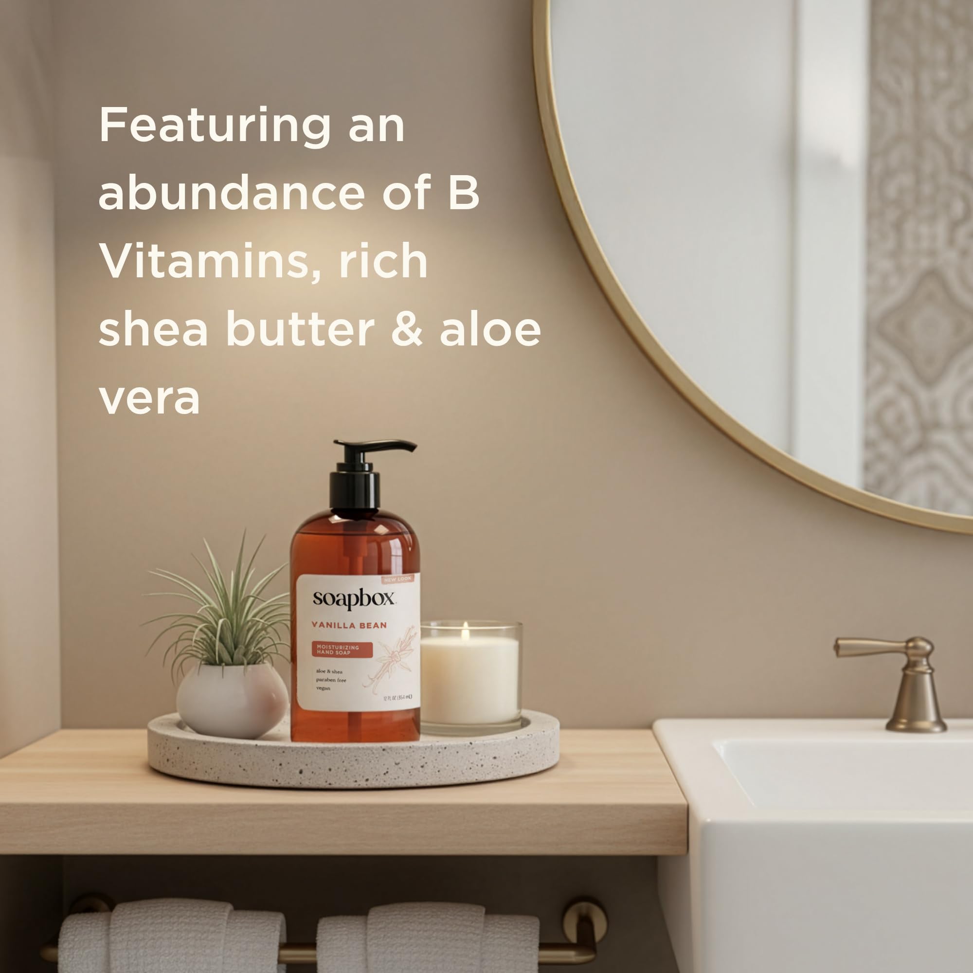 Soapbox Vanilla Bean hand soap with Vitamin B for refreshed skin