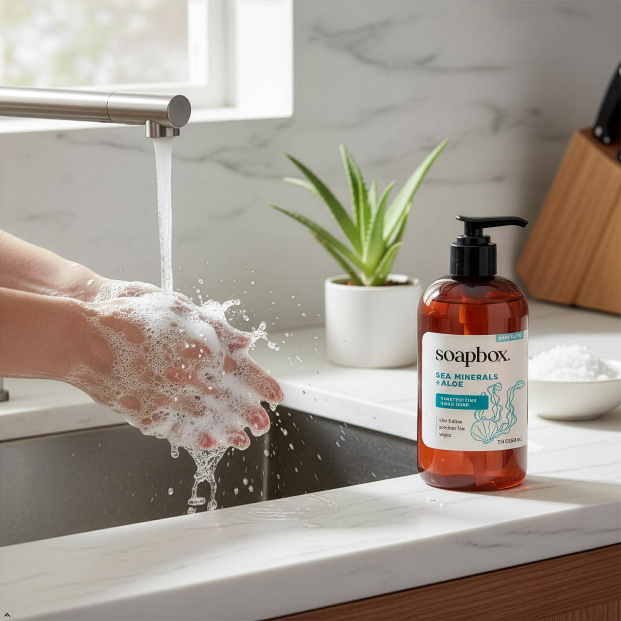 Soapbox-vegan-cruelty-free-bottle reflects an ethical, plant based formulation.