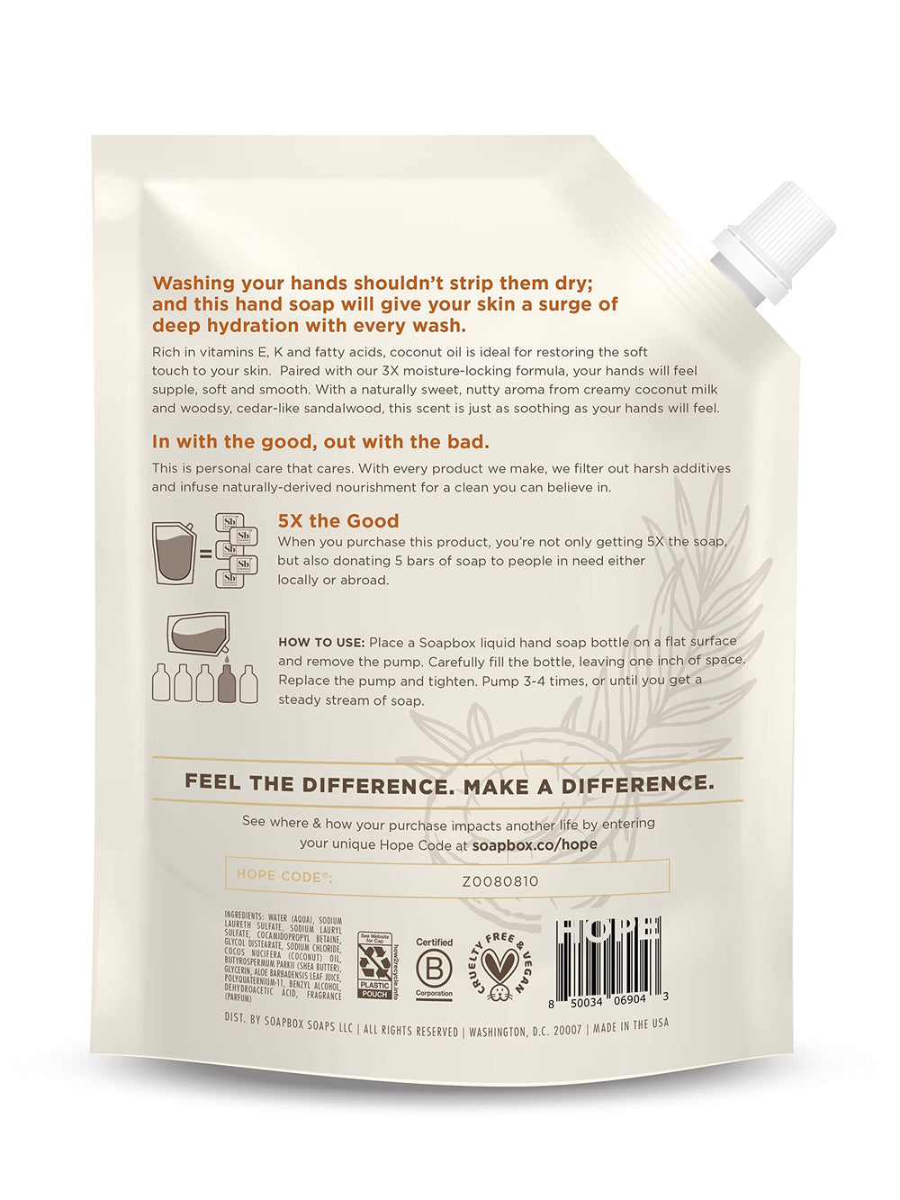 Vegan, paraben-free hand soap suitable for eco-conscious households