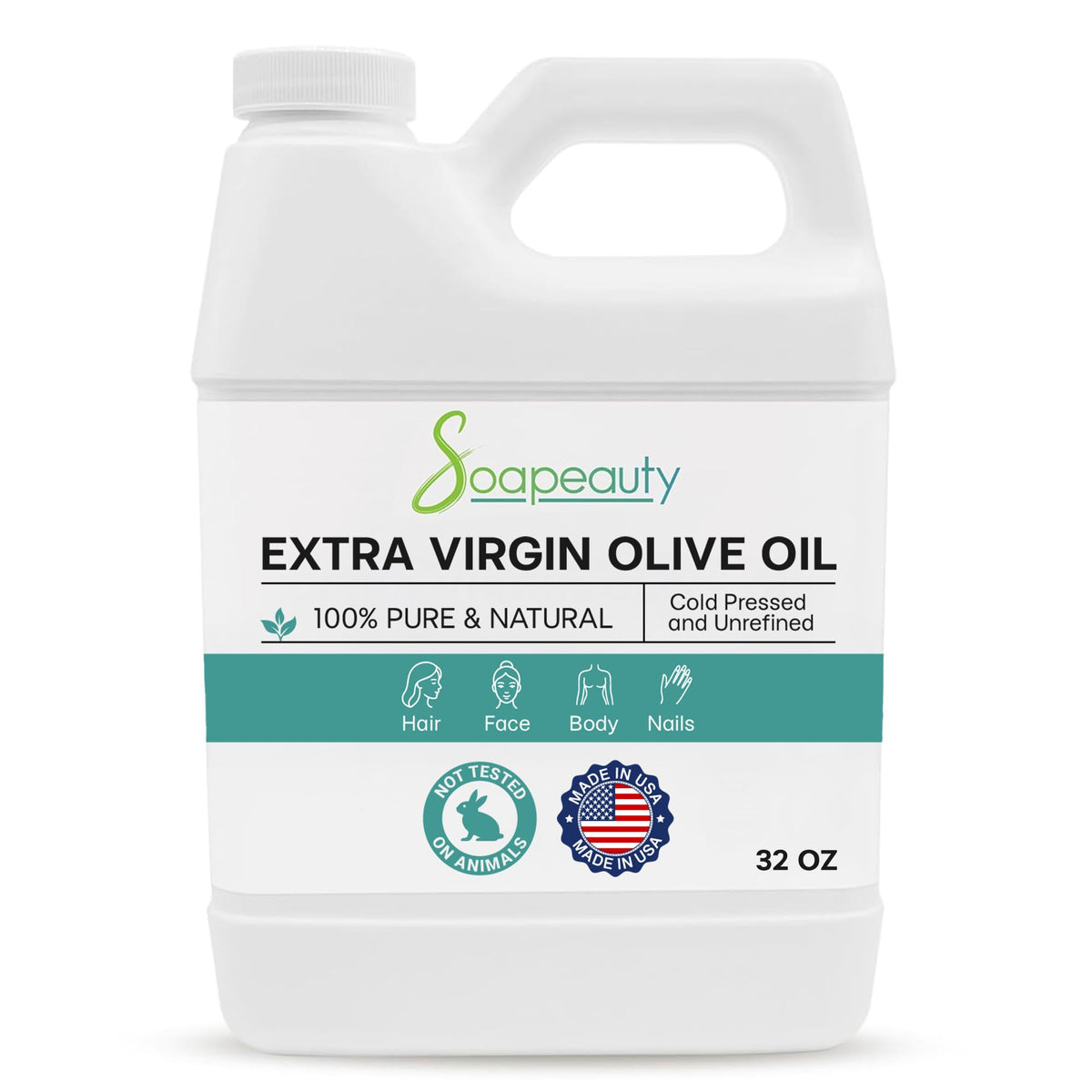 Soapeauty Extra Virgin Olive Oil bottle for skin hydration and natural moisturization.