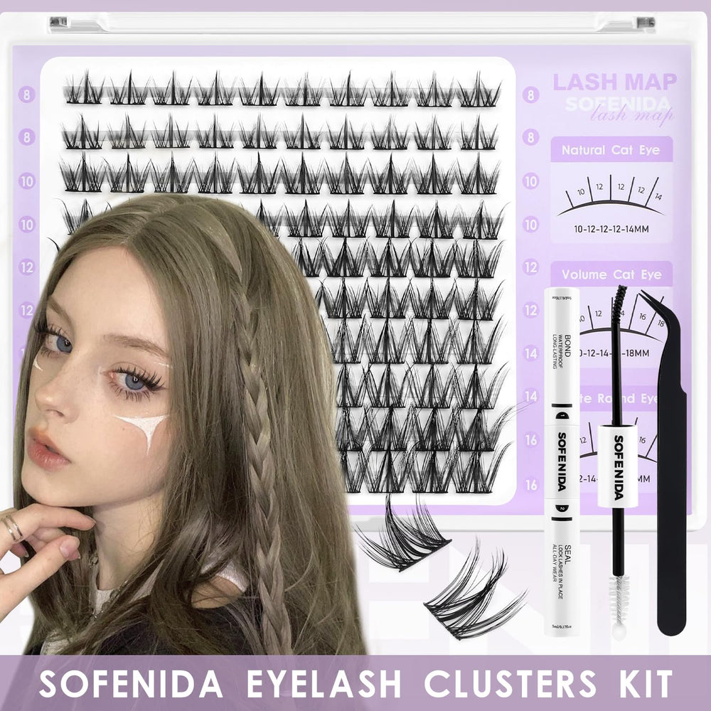SOFENIDA dense tapered cluster bands on ultra-fine lash strip for natural blend