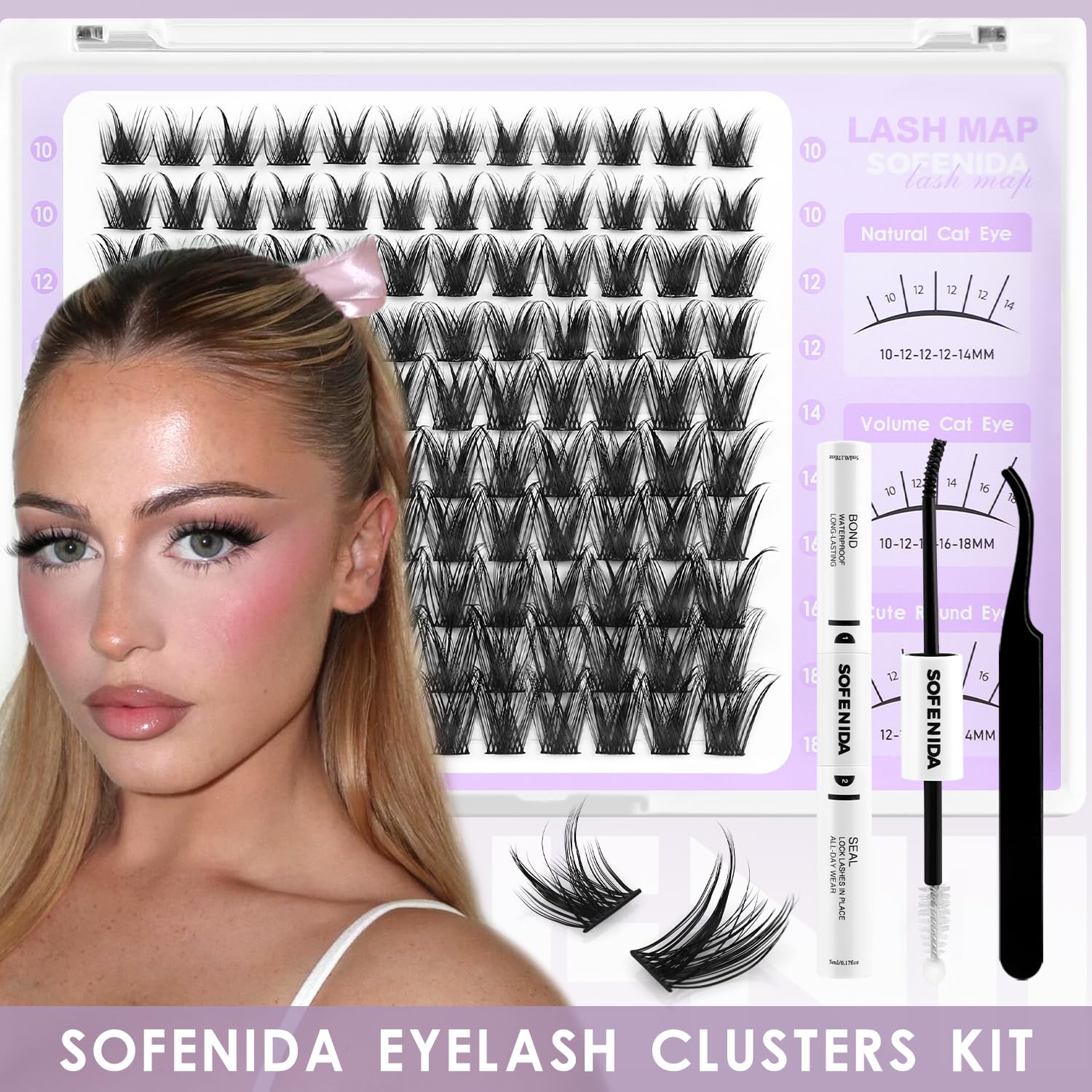 SOFENIDA bond & seal adhesive keeps lash clusters secure for longer wear.