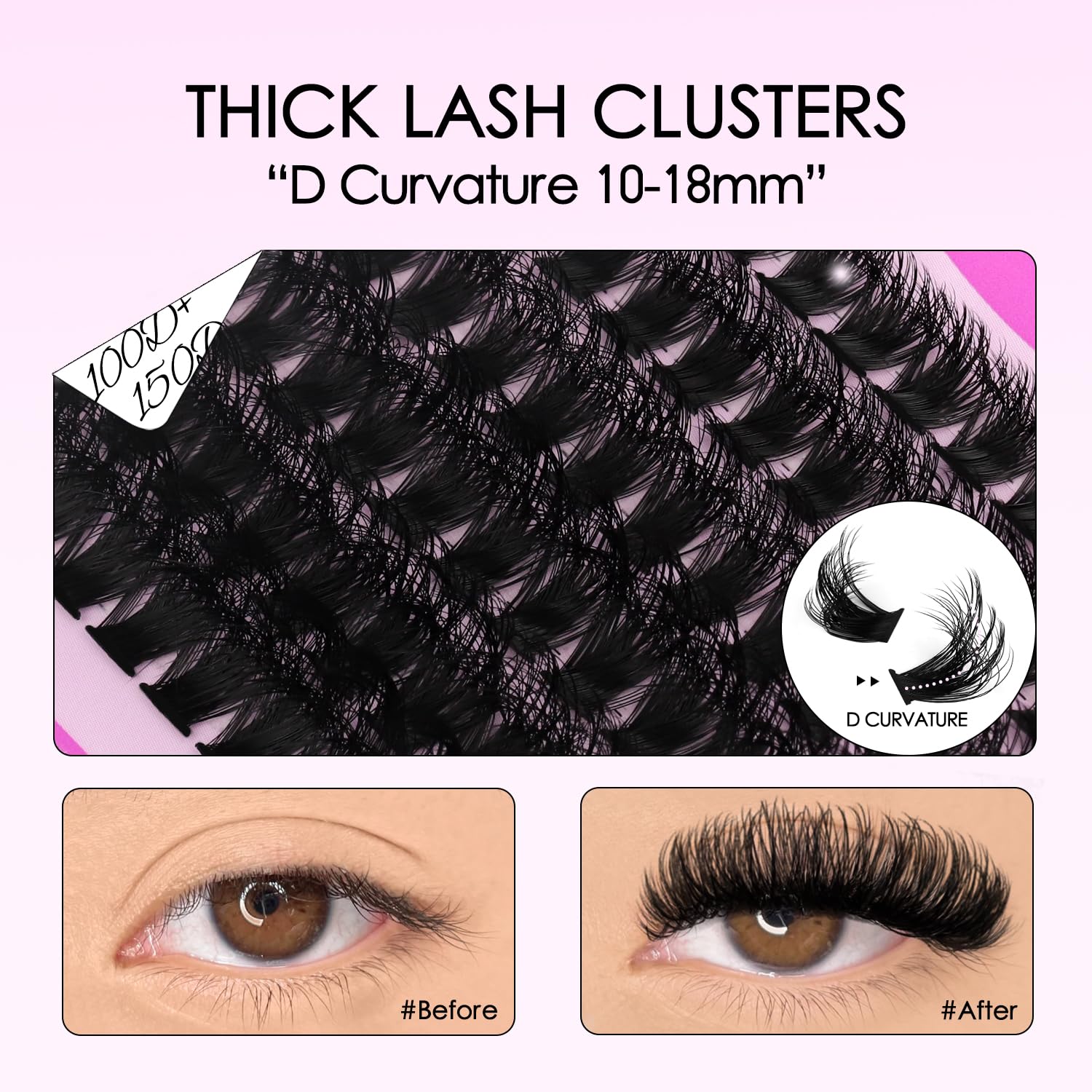 SOFENIDA lash clusters 10-18mm mix closeup showing versatile length options.