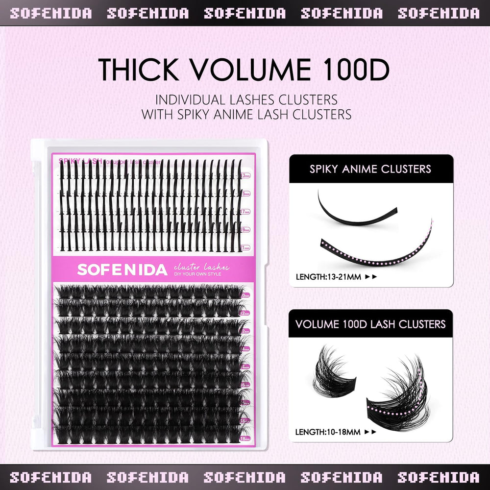 SoFenida 100D lash clusters 10-18mm base for wispy fullness