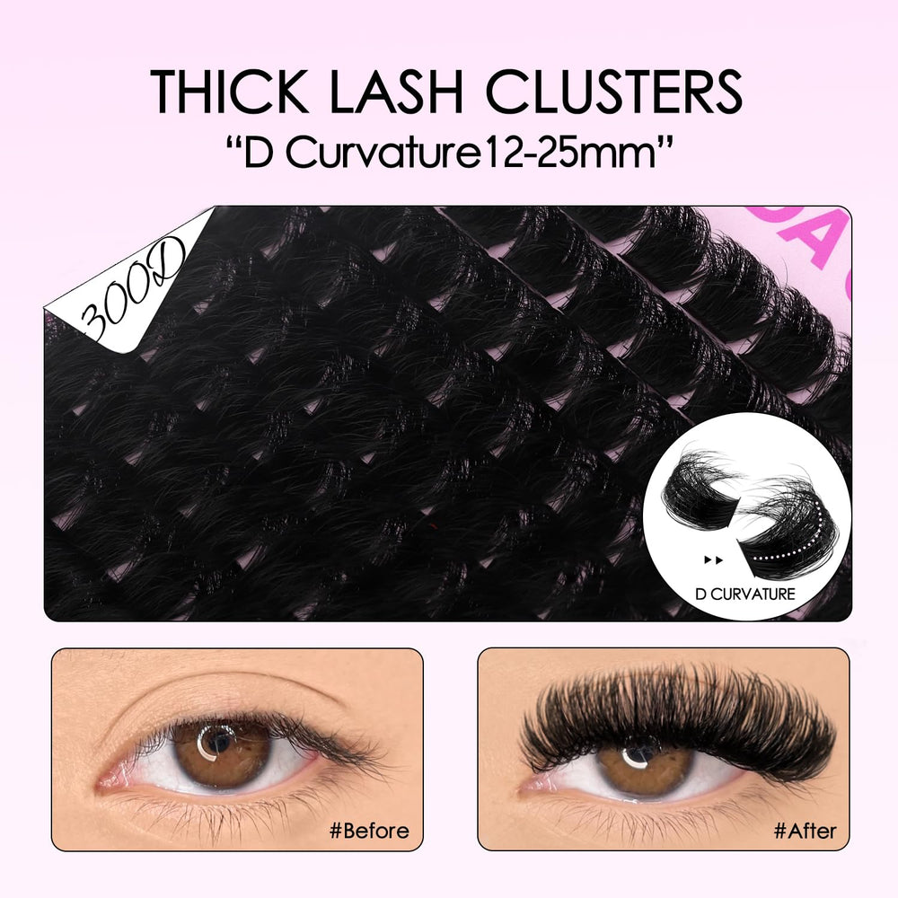 SOFENIDA lash clusters 12-25mm length adds dramatic, extended lashes.