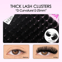 SOFENIDA lash clusters 12-25mm length adds dramatic, extended lashes.