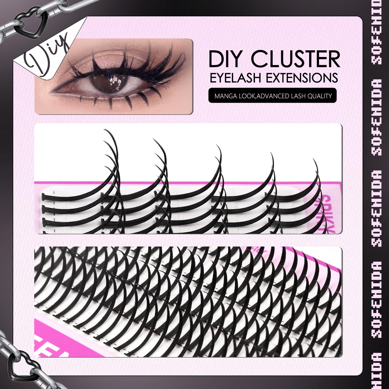 SoFenida lash clusters layered for dramatic day-to-night looks