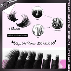 SOFENIDA lash clusters D-curvature closeup for natural-to-dramatic lash definition.