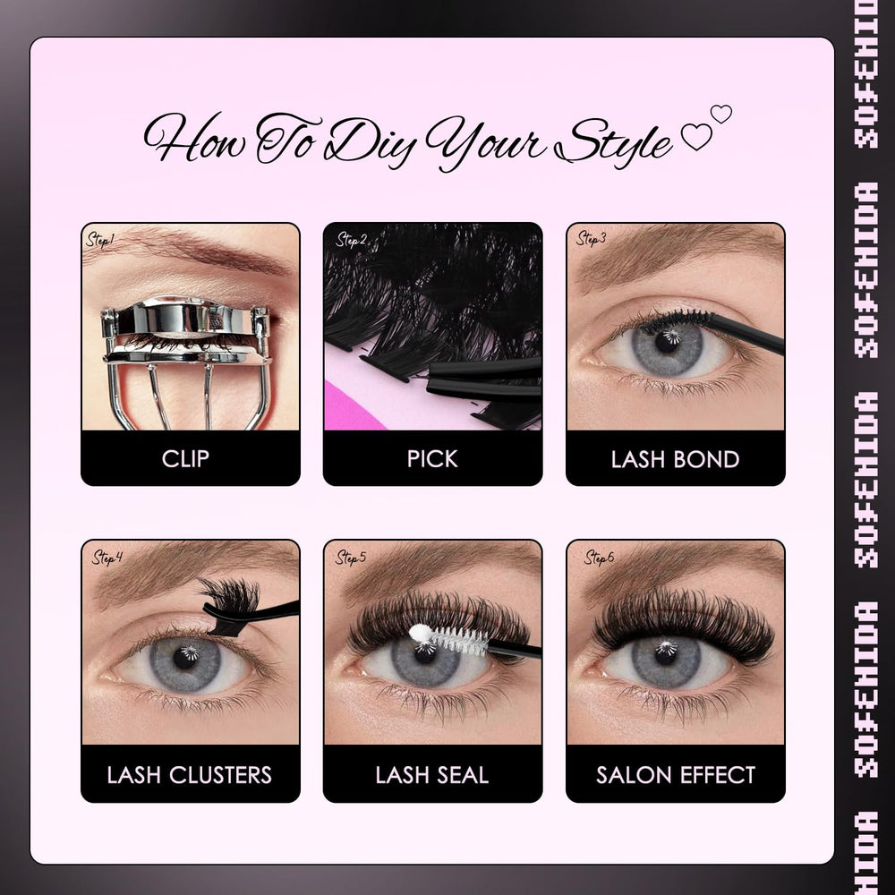 SOFENIDA lash clusters lightweight closeup demonstrates reusable design.
