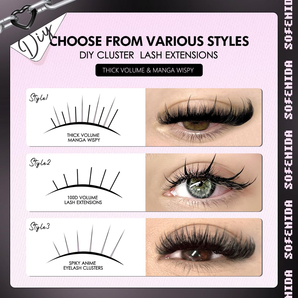 SoFenida manga-style lashes in D-curve for dramatic eye shape