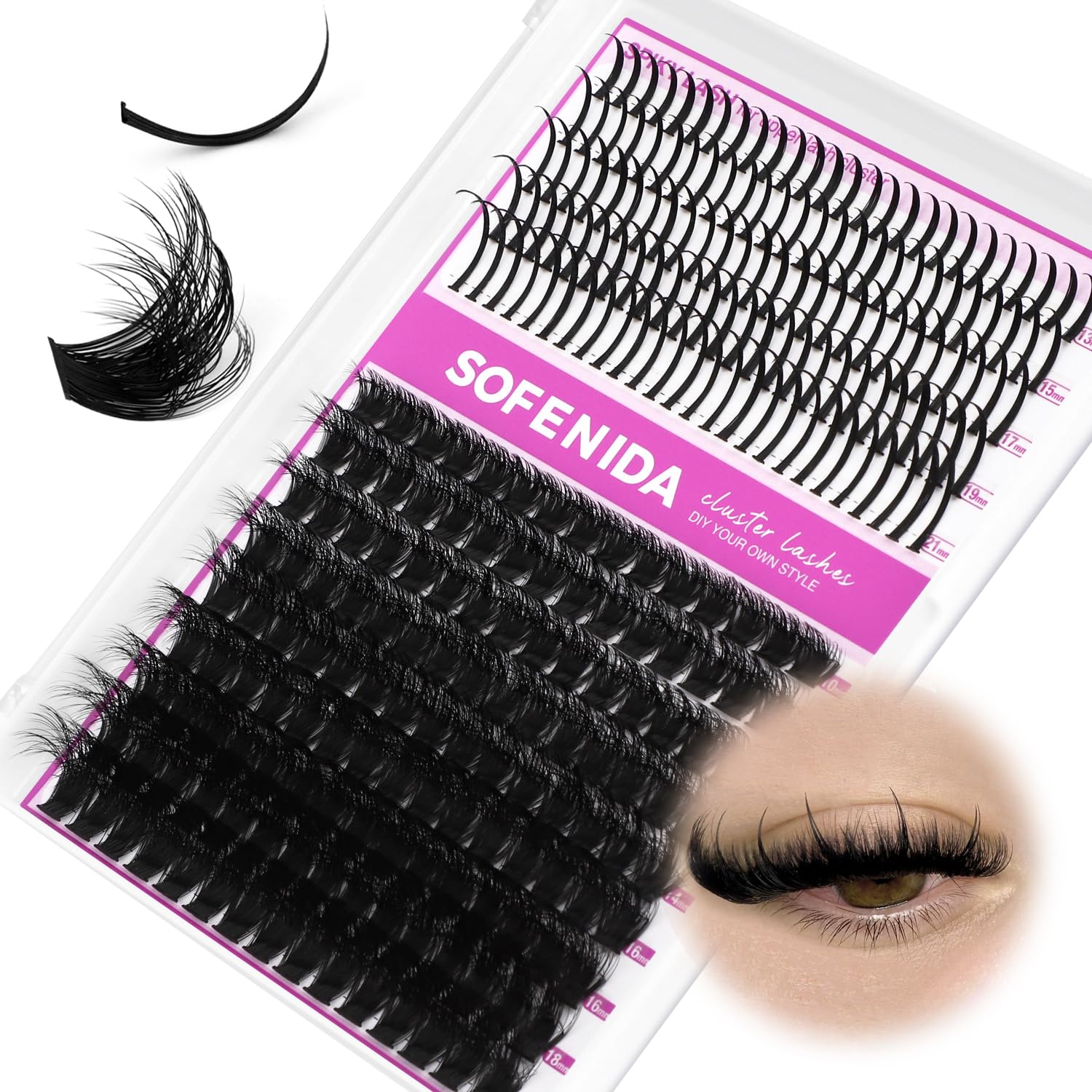 SoFenida lash clusters with spikes 13-21mm for bold manga-style volume